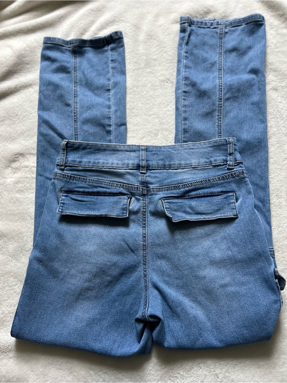 Madden NYC Skater Cargo Flare Women’s Jeans Front Seam Cargo Pockets Size 8 - Picture 3 of 15